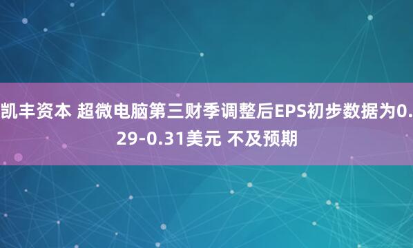 凯丰资本 超微电脑第三财季调整后EPS初步数据为0.29-0.31美元 不及预期