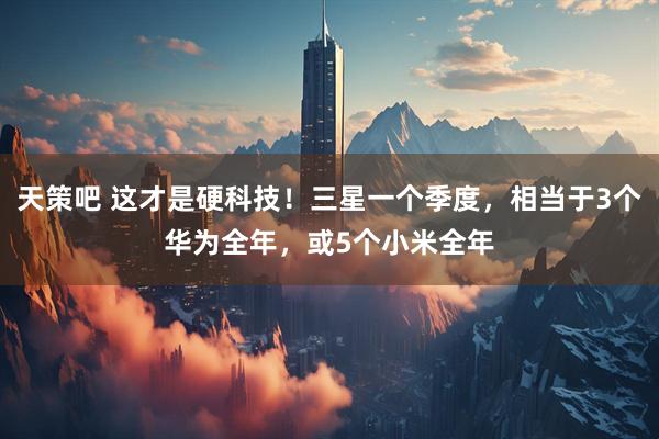 天策吧 这才是硬科技！三星一个季度，相当于3个华为全年，或5个小米全年